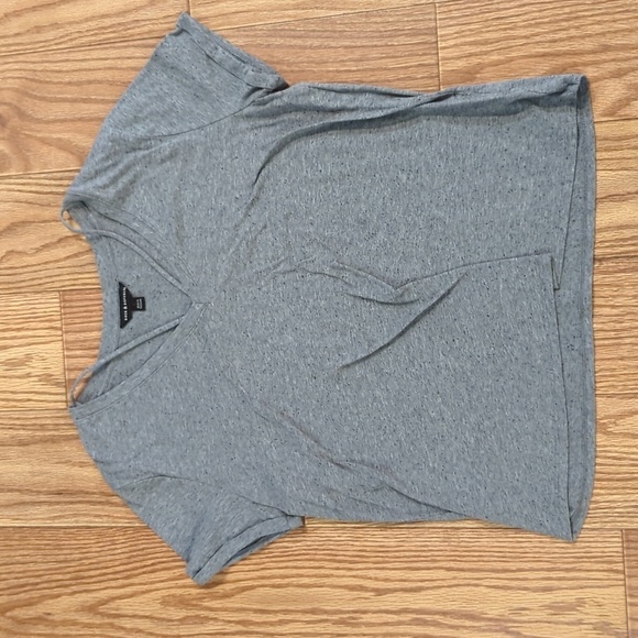 Rock & Republic short cuff-sleeved slub t-shirt with split collar, women's L - Picture 1 of 4